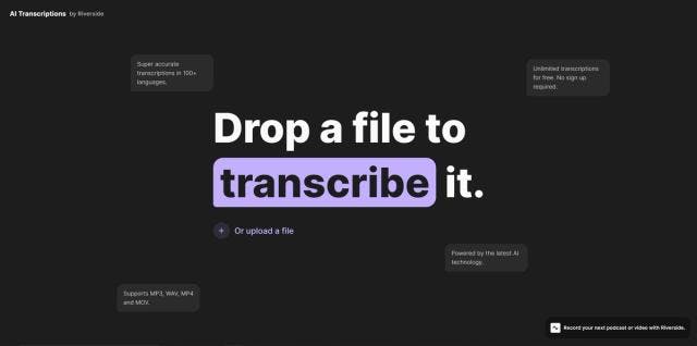 AI Transcription by Riverside